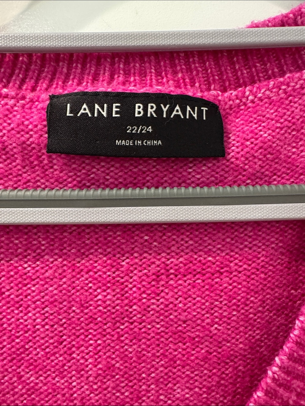 Lane Bryant Hot Pink V-Neck Cable Knit Sweater - Picture 2 of 5